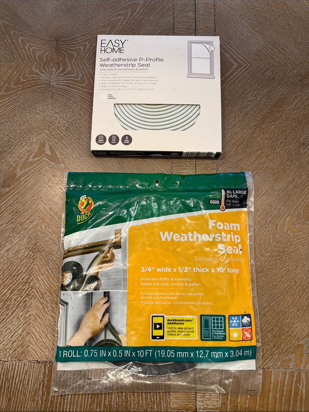 Easy Home & Duck Brand Weatherstrip Seal Bundle Door Window Foam P-Profile